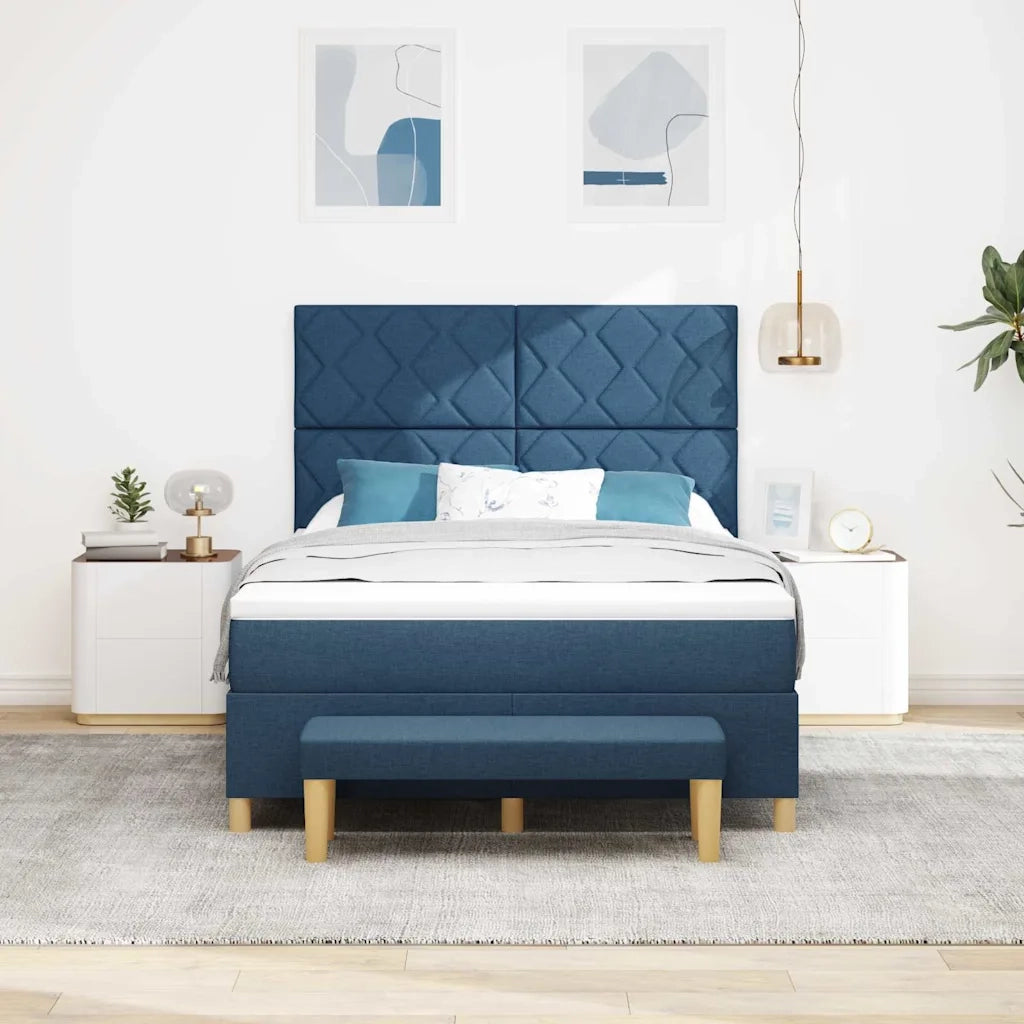 Letto a molle con cuscino con testiera Blu 200 x 140 cm Tessuto 3344386