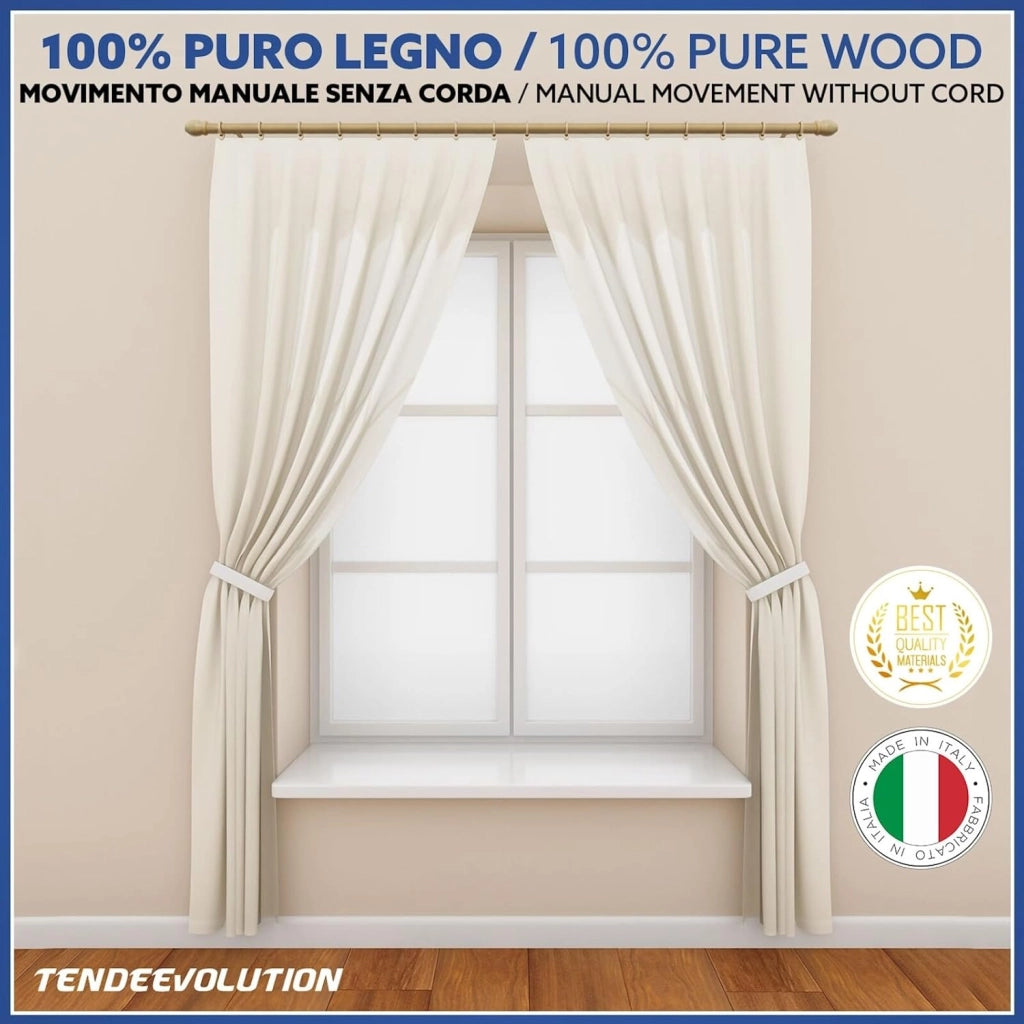 Bastone Tenda in Legno di Alta Qualità, diametro 23 mm a strappo colore olmo lunghezza 100 CM
