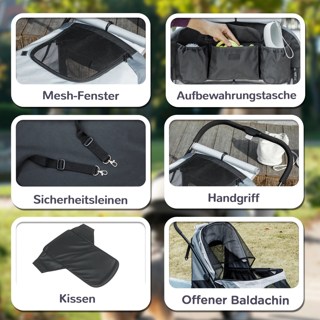 Carrello per Cani Pieghevole ¨C Zephmum ¨C Grigio