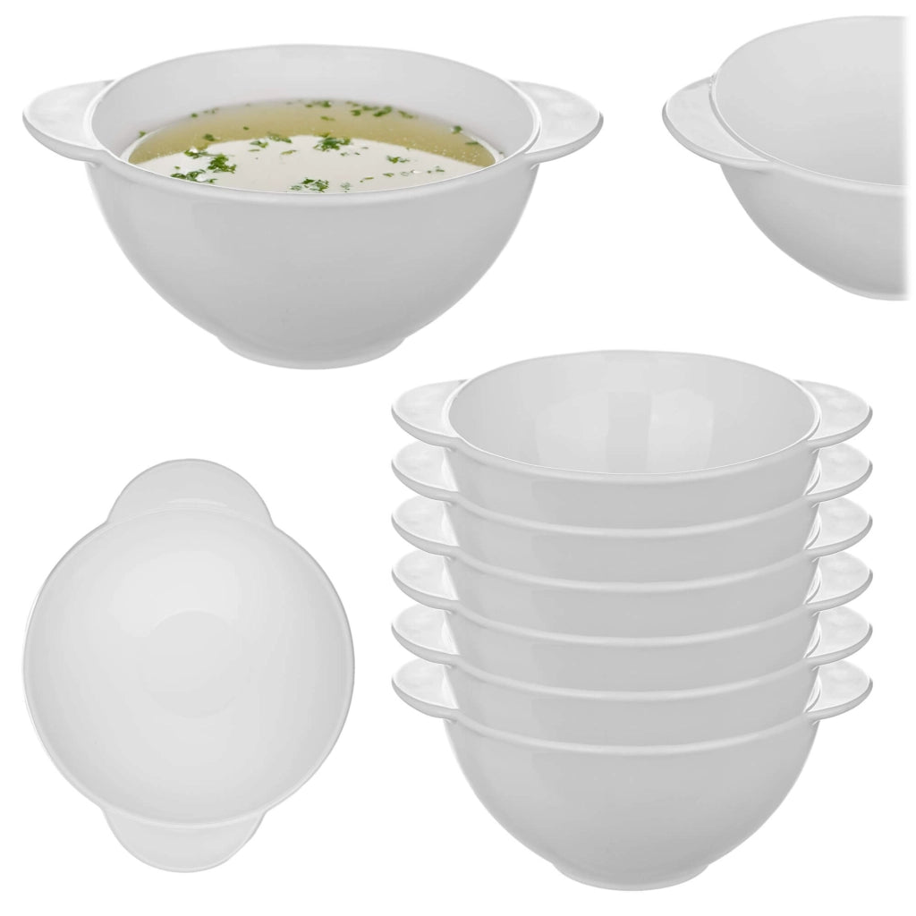 Ciotola KADAX da 500 ml per zuppa, borscht, ramen, brodo, bianca, 6 pezzi