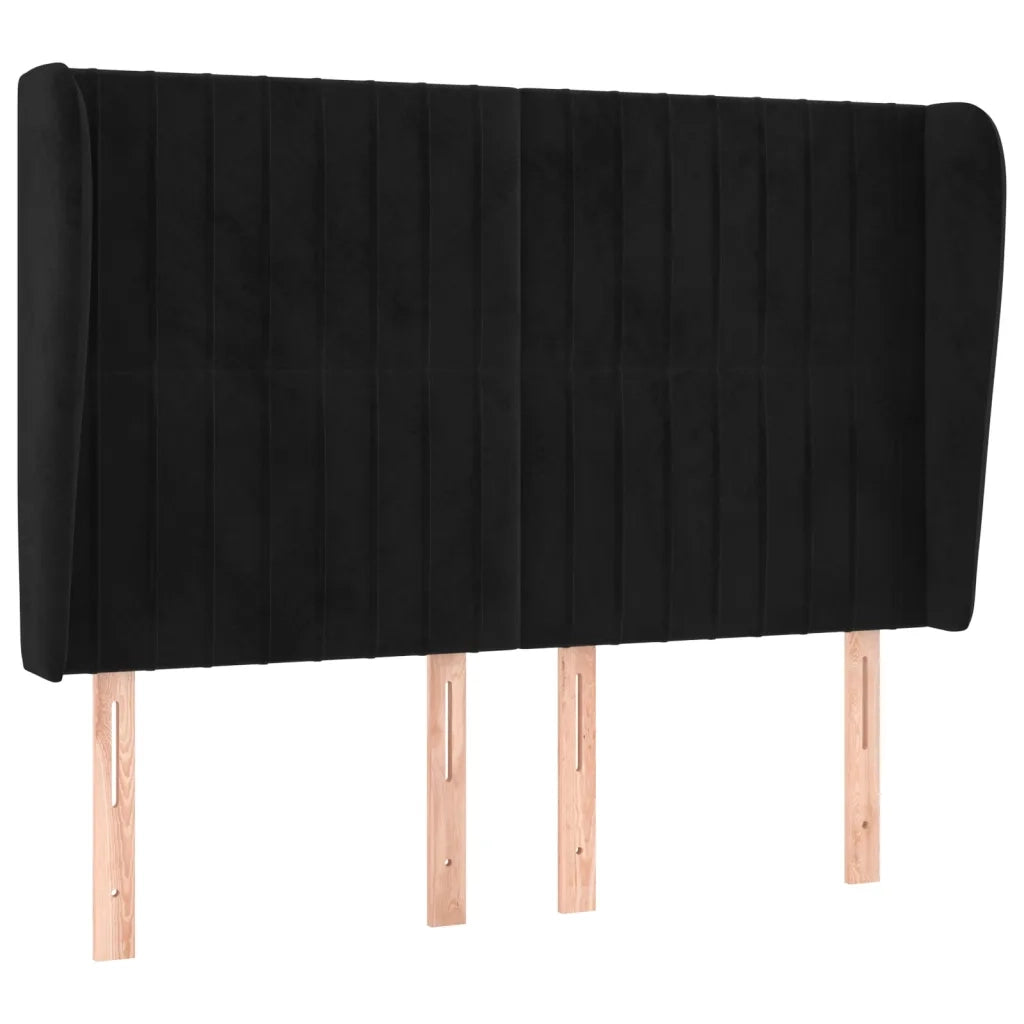 Testiera ad Orecchio-Testata con Orecchie Nera 147 x 23 x 118/128 cm in Velluto 570296