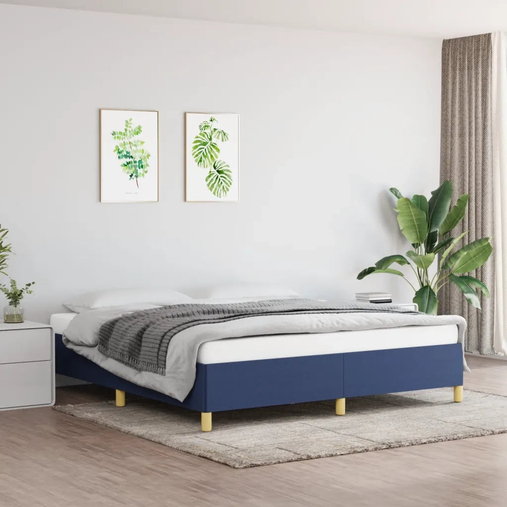 Struttura Letto a Rete a Molle Blu 180x200 cm in Tessuto 3120983