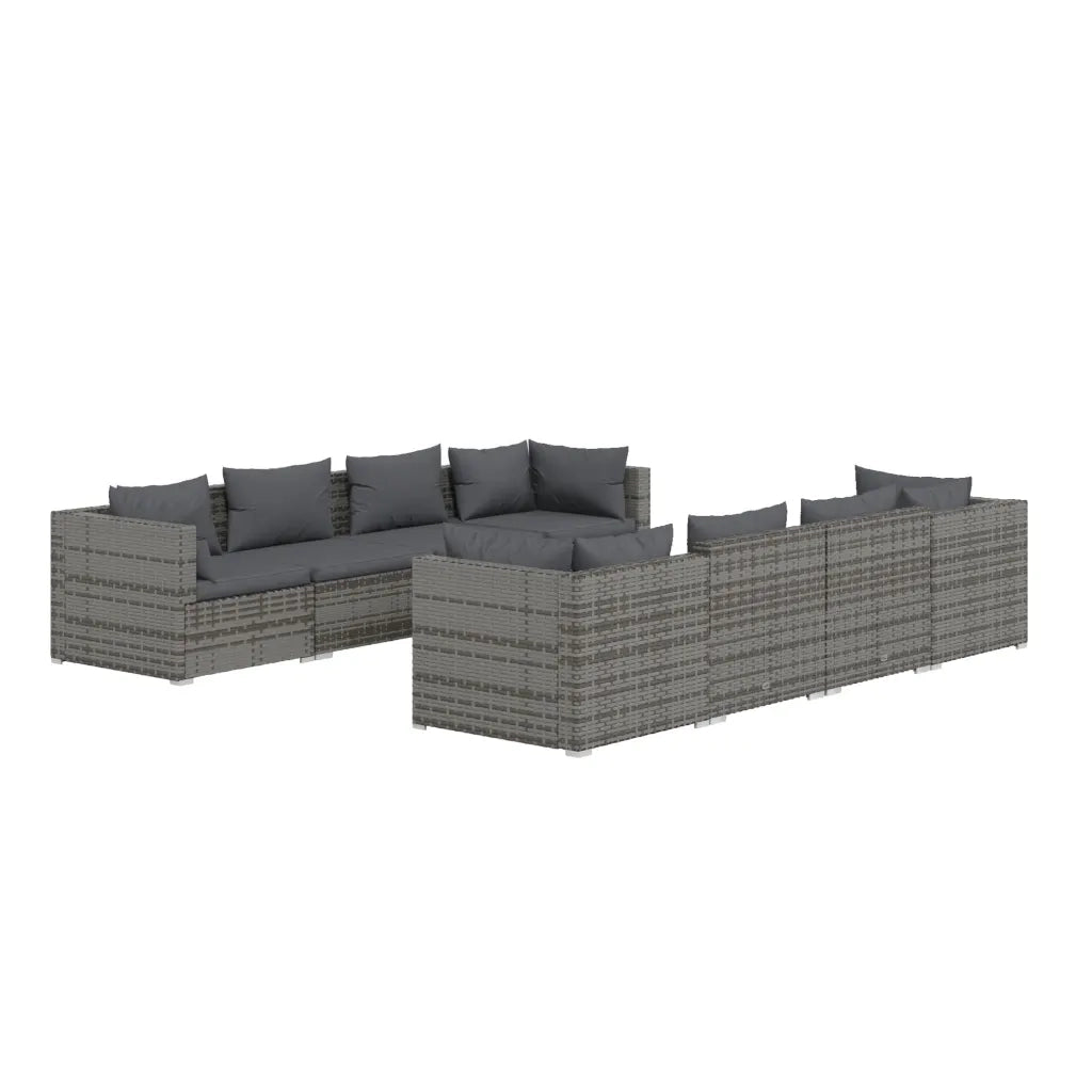 Set Divani da Giardino 9 pz con Cuscini in Polyrattan Grigio cod mxl 40374