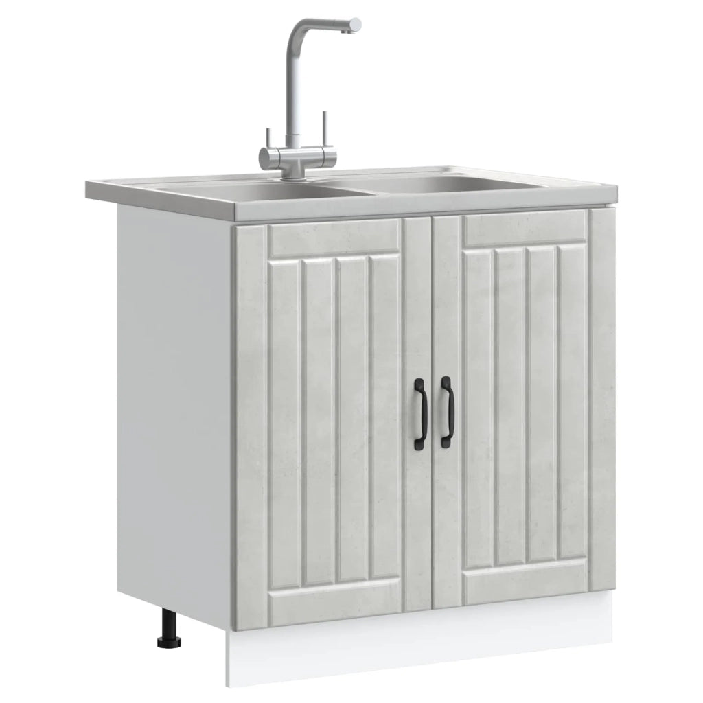 Mobiletto per lavabo Lucca 2 pz Grigio cemento 3315015