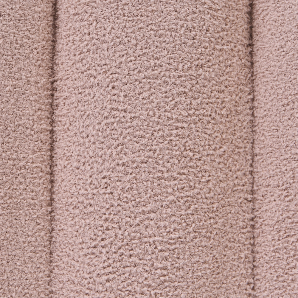 Pouf a coste con rivestimento in bouclé gambe in legno beige design moderno, accessori per il soggiorno