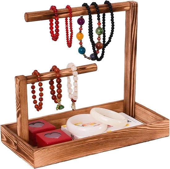 Supporto per gioielli in legno per catene, anelli e bracciali - Organizzatore per gioielli per uso quotidiano