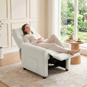 POLTRONA RECLINABILE 73x86x100 cm in poliestere bianco crema con tasche laterali