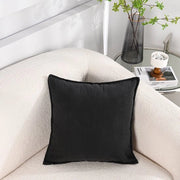 Set di 2 cuscini per divano in corduroy morbido - cuscini quadrati a strisce - copri cuscini decorativi - per divano, auto, terrazza, camera da letto, salotto - 55x55cm - nero