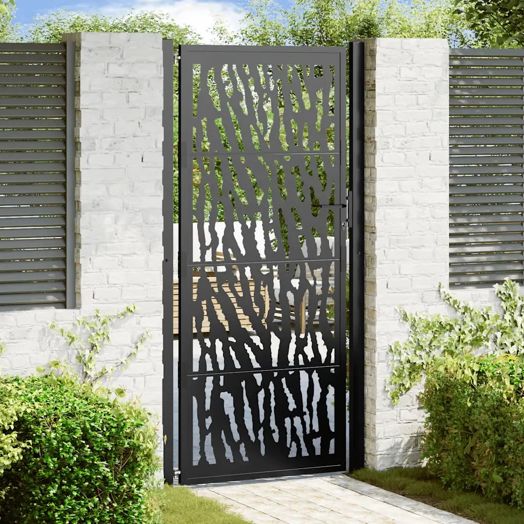 Cancello Giardino Nero 105x205 cm in Acciaio Design a Traccia