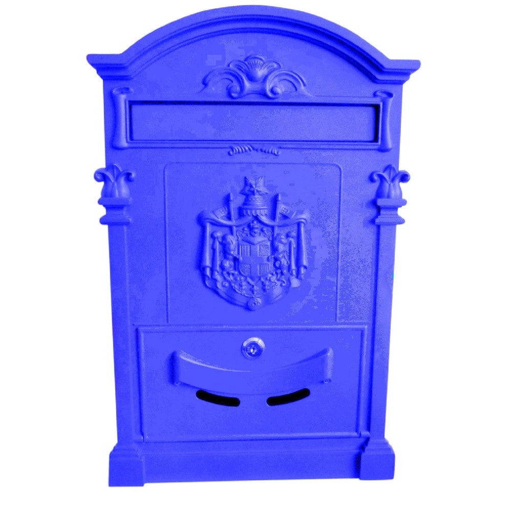 Trade Shop - Cassetta Postale Buca Lettere In Stile Antico Classico In Alluminio Verniciato - Blu