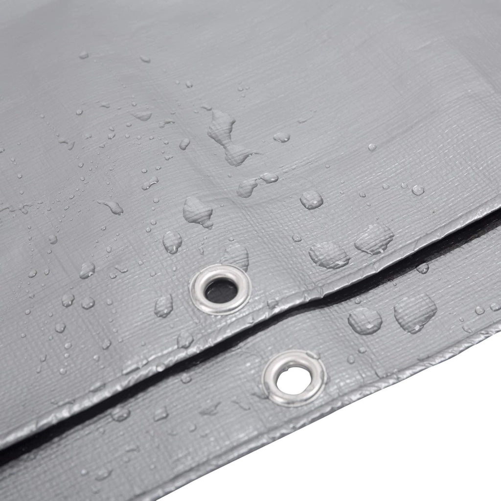 Telone Occhiellato Idrorepellente, Telo di Copertura con Occhielli, Protezione Anti UV e Antipioggia in PE per Barca, Auto, Piscina, Grigio+Nero, 280 g/m², 6x8m