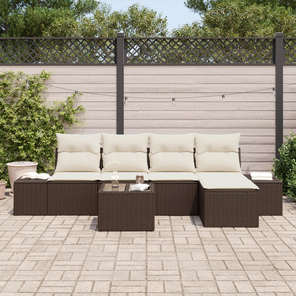 Set Divano da Giardino a 5 Pezzi con Cuscini Grigi in Rattan Polietilene