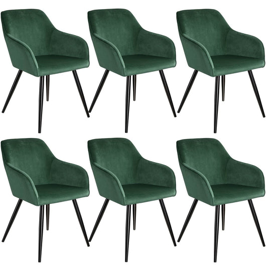 Set di 6 sedie con gambe nere soggiorno cucina sala da pranzo design elegante velluto verde 08_0000015