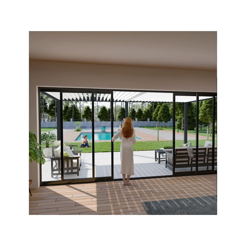 Pergola bioclimatica Ombréa VS 4x6M adossata - V2 - Antracite/bianco
