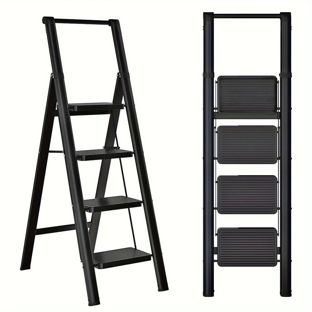 Scaletta Pieghevole 4 Gradini ¨C Xylo ¨C Acciaio, Antiscivolo, Leggera