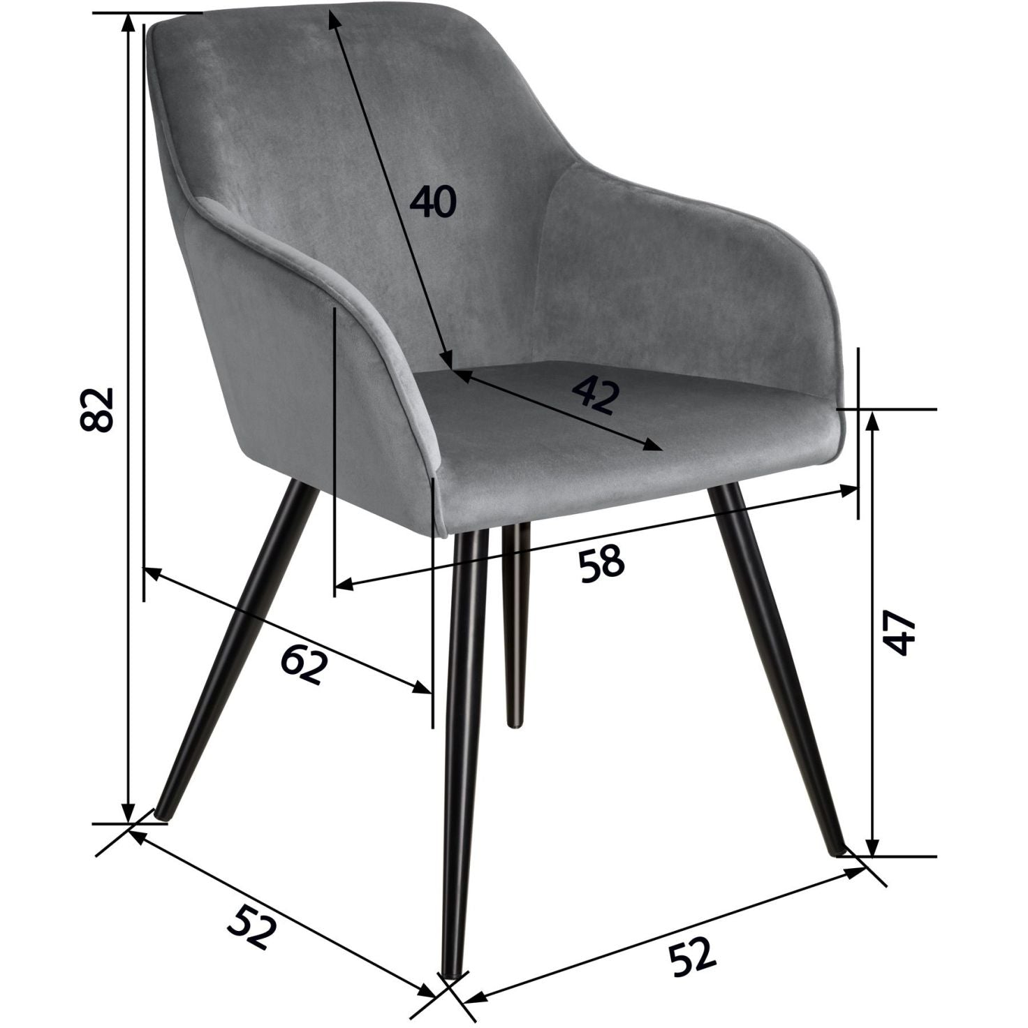 Set di 6 sedie con gambe nere soggiorno cucina sala da pranzo design elegante velluto grigio 08_0000017