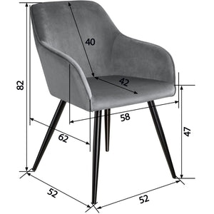 Set di 6 sedie con gambe nere soggiorno cucina sala da pranzo design elegante velluto grigio 08_0000017