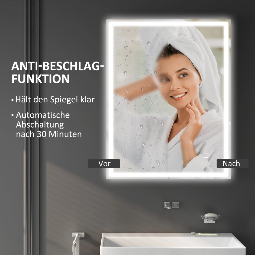 Specchio da Bagno con Luce LED 90x70 cm ¨C zephmum ¨C Argento
