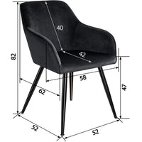 Set di 4 sedie con gambe nere soggiorno cucina sala da pranzo design elegante velluto nero 08_0000080