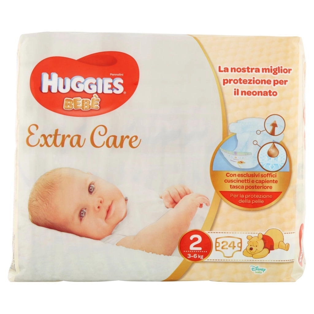 HUGGIES EXTRA CARE BEBÈ PANNOLINI TAGLIA 2 3-6 KG IN CONFEZIONE DA 24 PEZZI