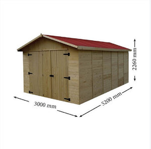 Garage casetta foresta mod. eden in legno massello a pannelli 16 mm. 280x480 senza pavimento