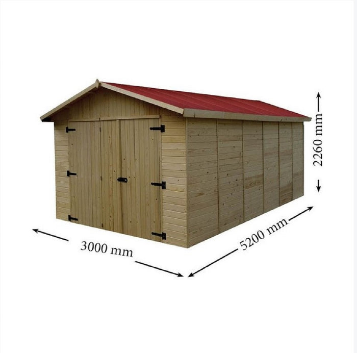 Garage casetta foresta mod. eden in legno massello a pannelli 16 mm. 280x480 senza pavimento