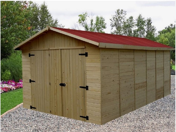 Garage casetta foresta mod. eden in legno massello a pannelli 16 mm. 280x480 senza pavimento