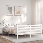 Giroletto con Testiera-Struttura Letto con testiera Bianco 140x200 cm in Legno Massello 591378