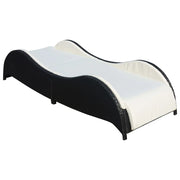 Lettino Prendisole | Sdraio da giardino | Lettino da sole con Cuscino in Polyrattan Nero