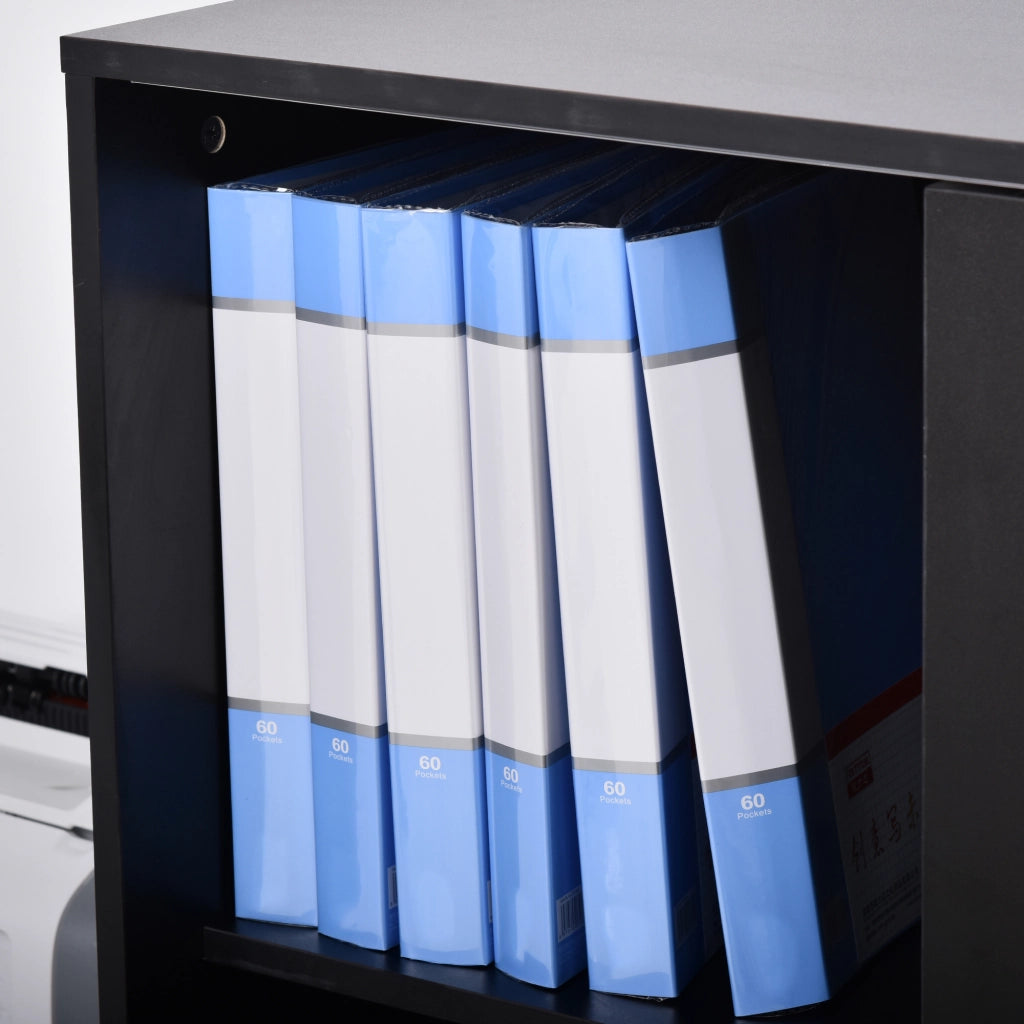 Armadio per Ufficio 2 Porte Scorrevoli Bloccabili ¨C Zephmum ¨C Nero 80x40x120 cm