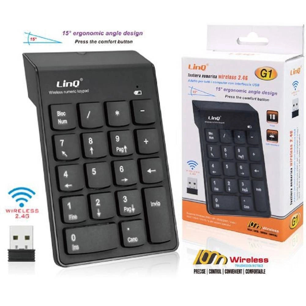 Trade Shop - Tastiera Tastierino Numerico Wireless 2.4ghz Pc Notebook G1 18 Tasti Interfaccia Usb -