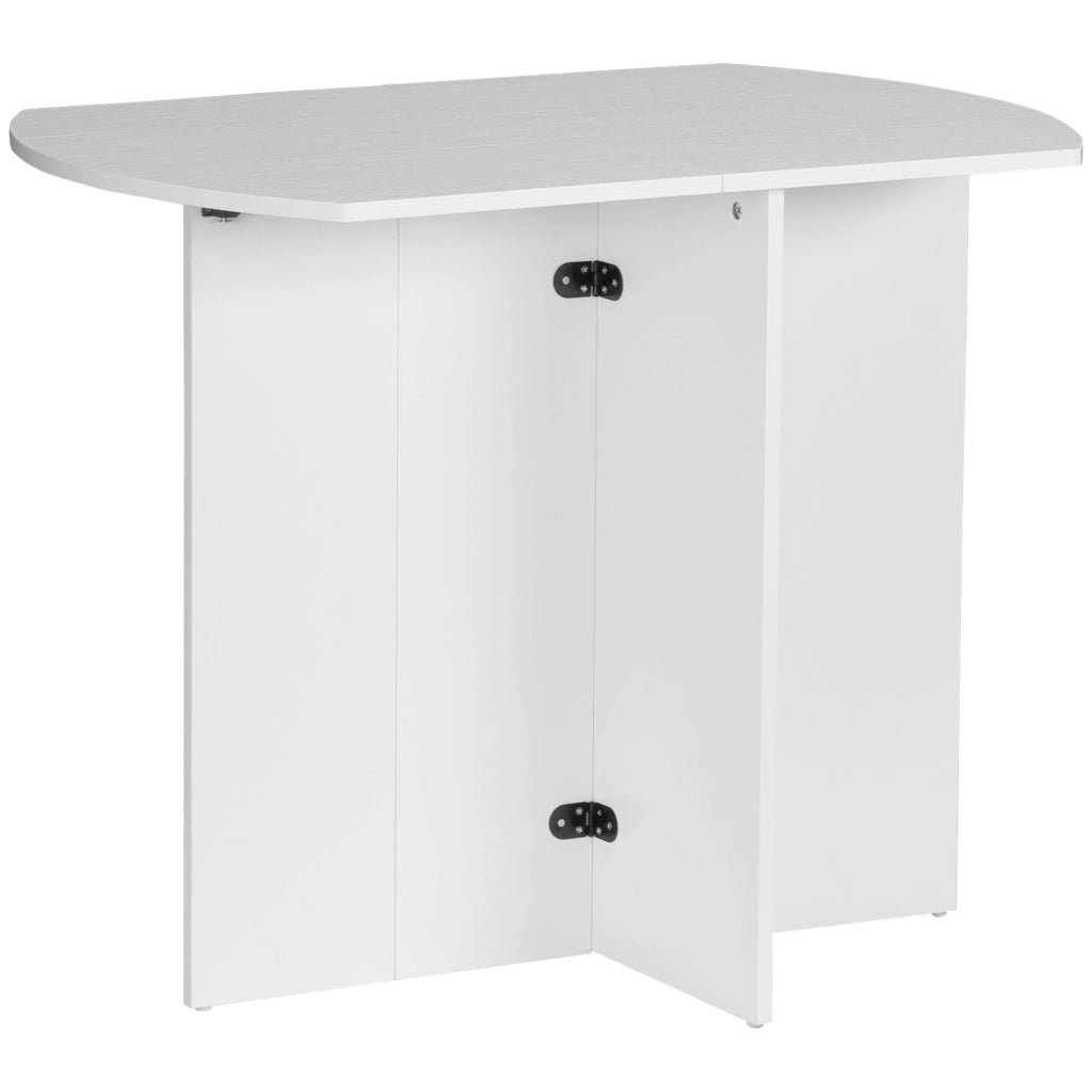 Tavolo da Pranzo Pieghevole Salvaspazio in Legno, 90x60x74cm, Bianco