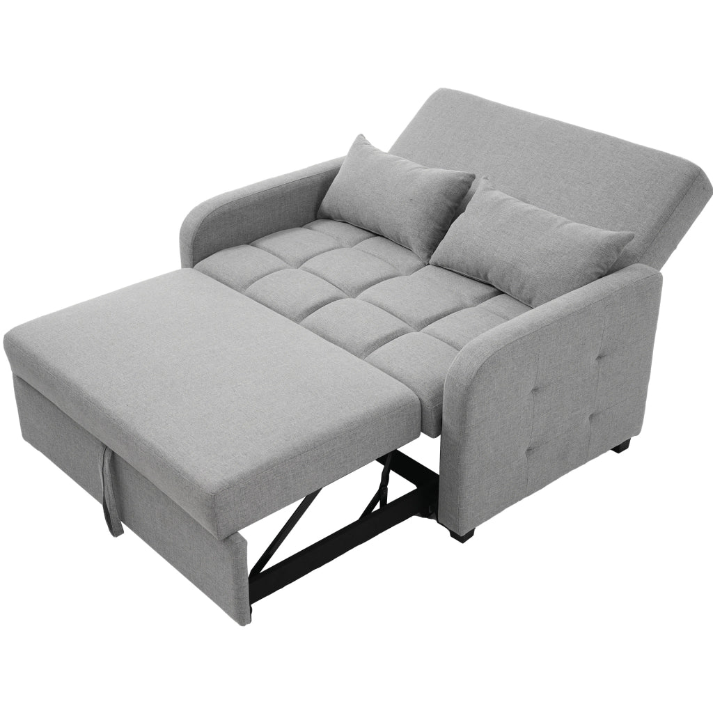 Divano letto 127x75x94 cm con schienale regolabile; in schiuma; grigio antico