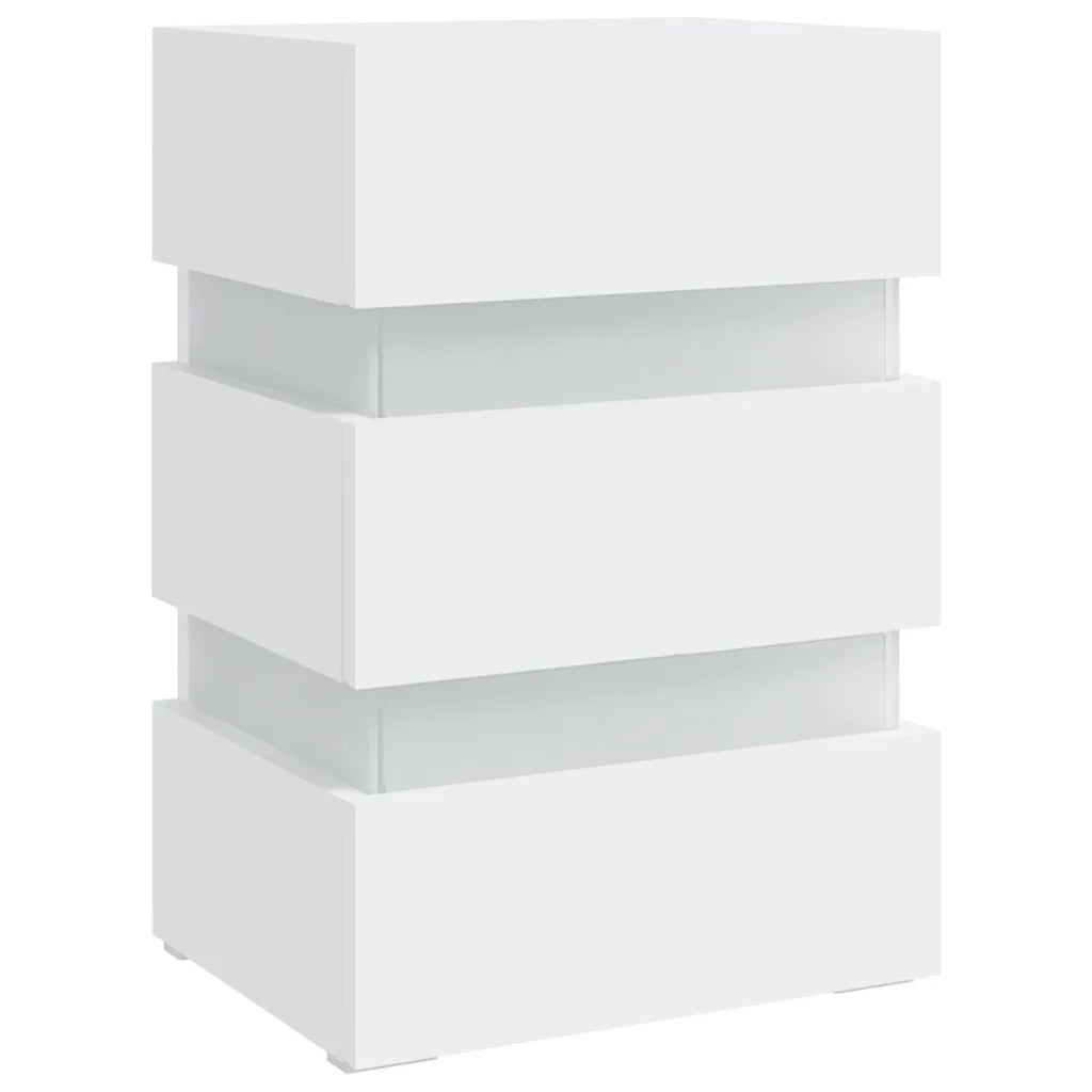 Comodino con Luci LED Bianco 45x35x67 cm in Legno Multistrato 326840