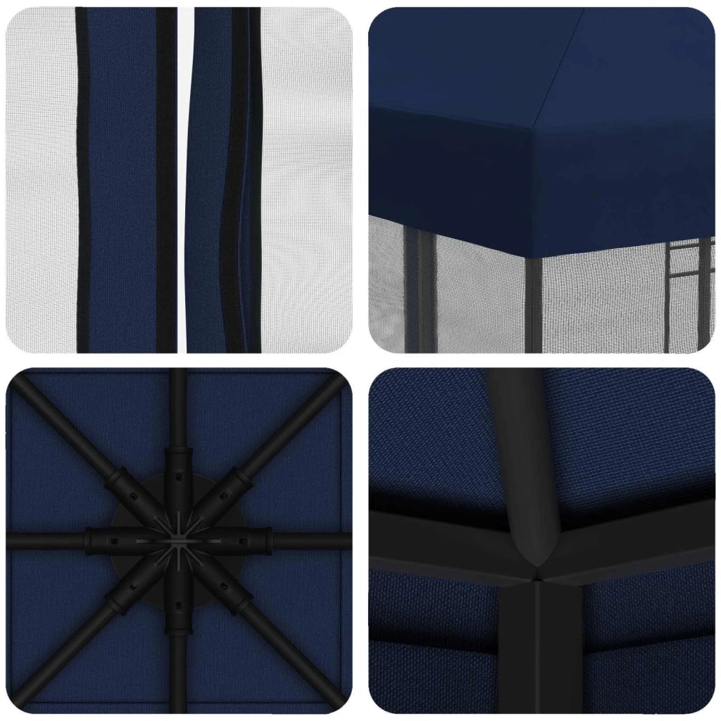 Gazebo da giardino con pareti laterali 3 x 3 m Blu 900343