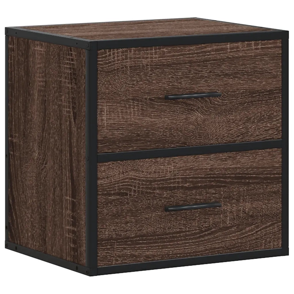 Comodini a Muro 2 pz Rovere Marrone 40x31x39,5 cm