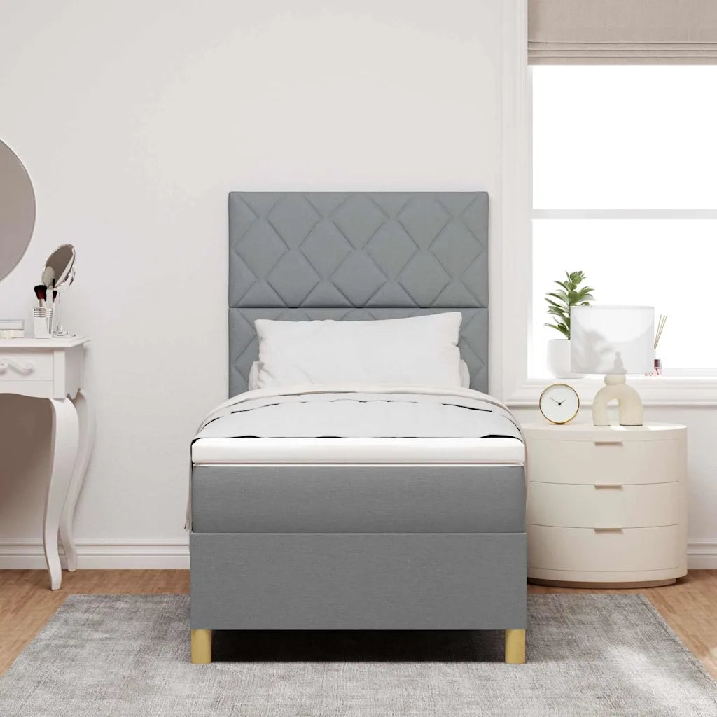 Letto a Sorgente LED Grigio chiaro 90 x 190 cm Tessuto 3343138