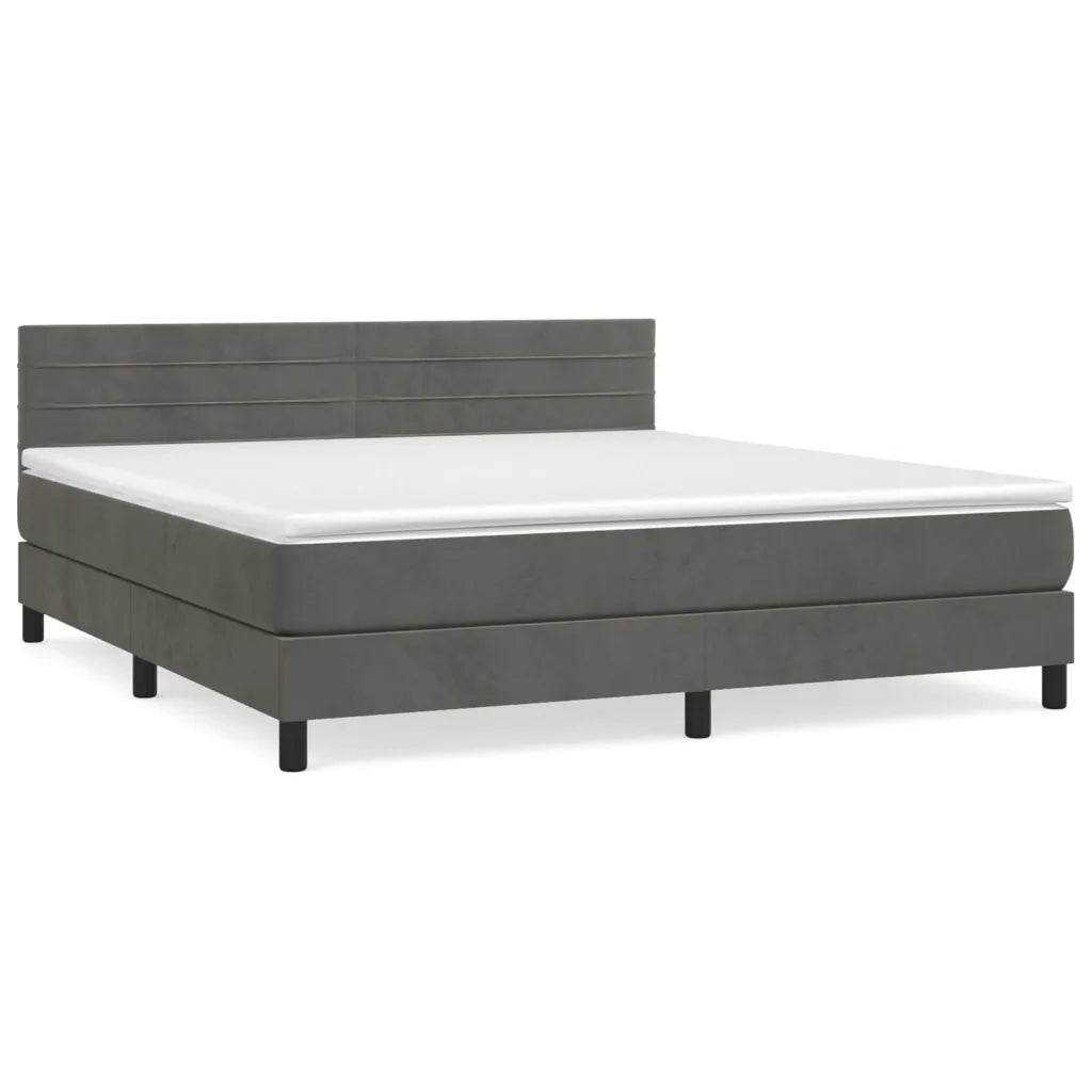 Giroletto a Molle con Materasso Grigio Scuro 160x200 cm Velluto 3141372