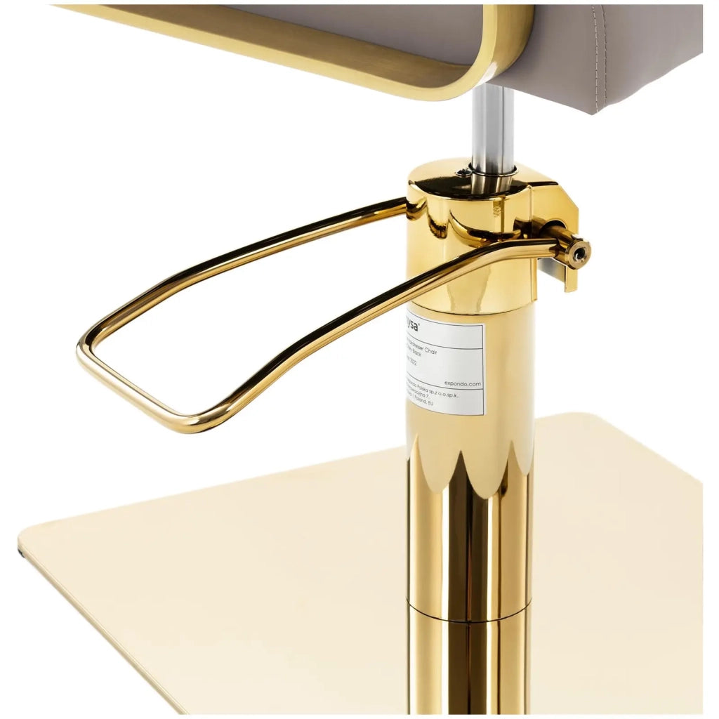 Poltrona da parrucchiere con poggiapiedi portata 200 kg acciaio inox beige oro 14_0008956