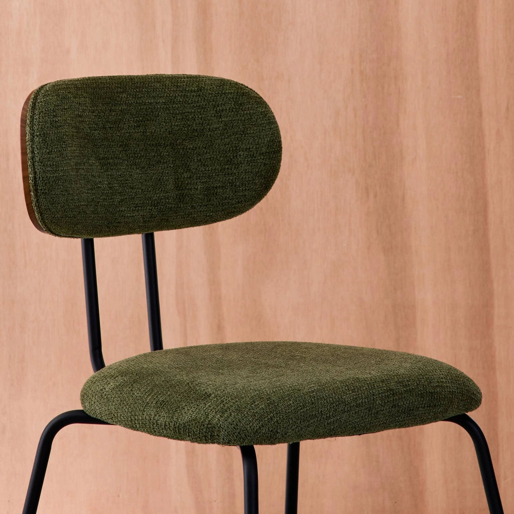 Set 2 sedie in legno tinto noce e tessuto idrorepellente, verde kaki