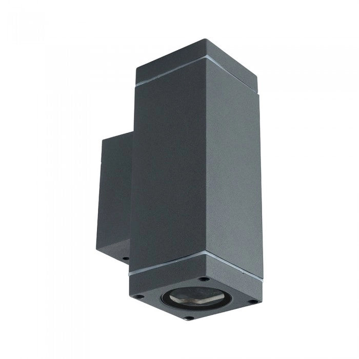 V-TAC VT-842 Lampada LED da Muro con Portalampada GU10 Doppio Fascio Luminoso Superiore e Inferiore Colore Grigio Scuro IP44 - SKU 8627