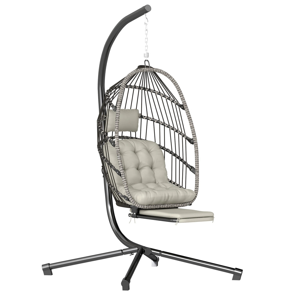 Sedia sospesa pieghevole con poggiapiedi retrattile ¨C Minimal ¨C grigio chiaro