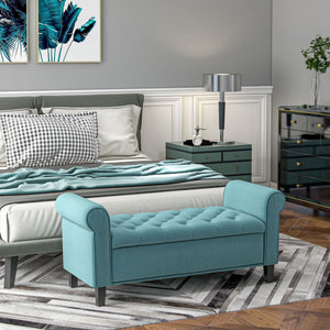 Panca Vintage con Contenitore 126x48,5x57 cm Imbottita in Velluto Verde