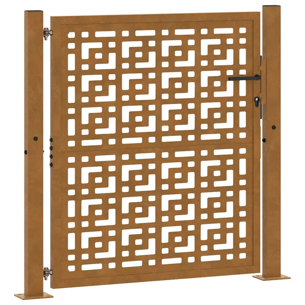 vidaXL Cancello da Giardino 105x105 cm Acciaio Corten Design a Croce
