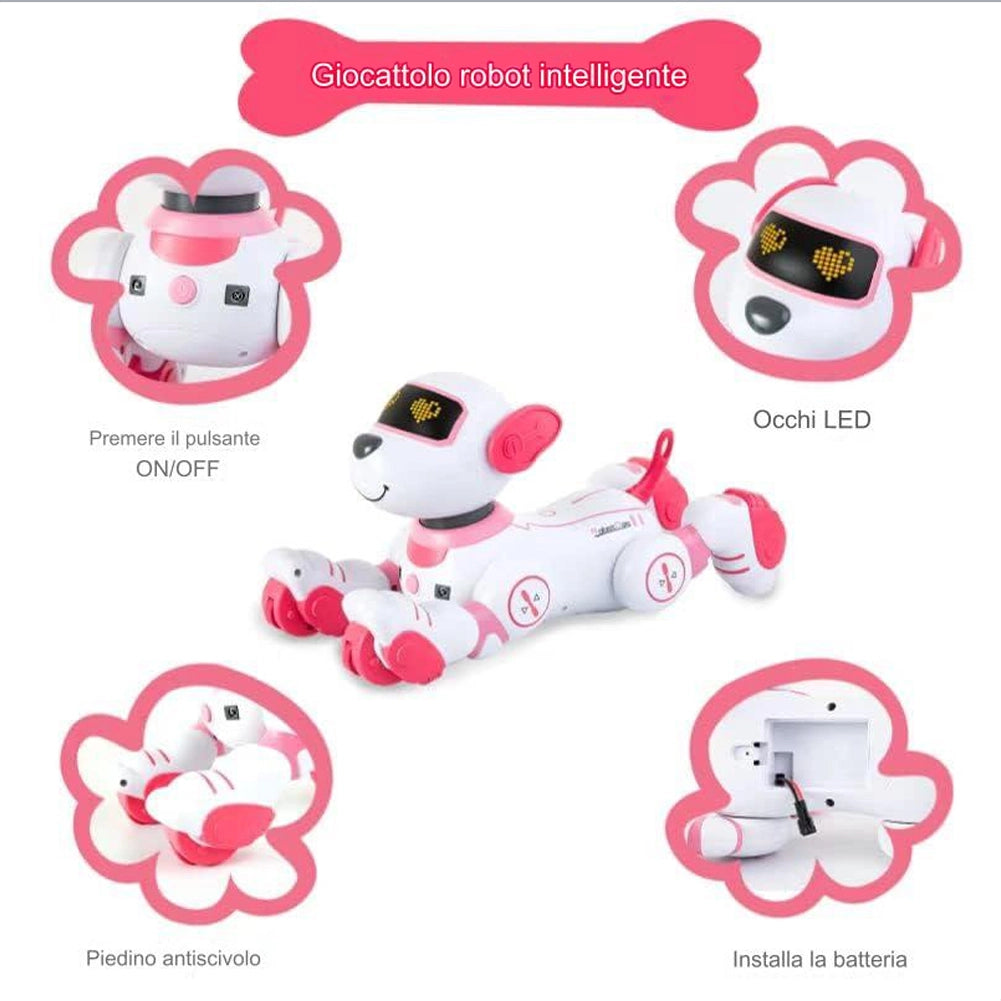 Cane Robot Radiocomandato Cagnolino Interattivo Giocattolo con Comandi Vocali
