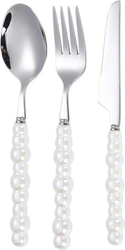 Set di utensili in acciaio inossidabile con manico ceramico e finitura liscia - Stile lussuoso maniglie per utensili - Per uso domestico, ristorante, hotel.