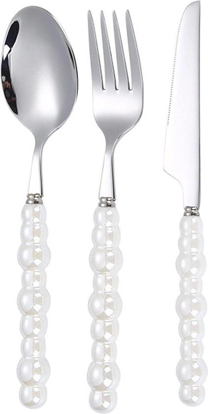 Set di utensili in acciaio inossidabile con manico ceramico e finitura liscia - Stile lussuoso maniglie per utensili - Per uso domestico, ristorante, hotel.