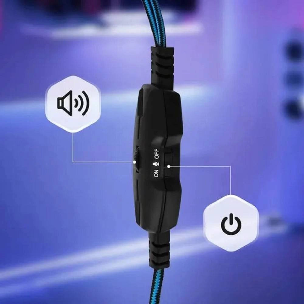 Trade Shop - Cuffie Stereo Cablate Microfono Jack 3,5mm Usb Led Rgb Gaming Film Per Pc Gm6060 -