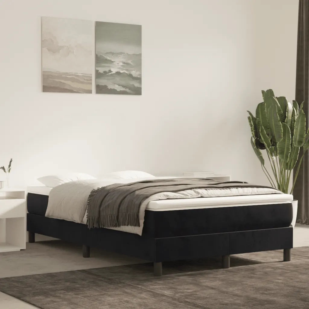 Struttura Letto a Rete a Molle-Giroletto Nero 120x200 cm Velluto 220241