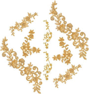 Decorazioni per Abiti da Sposa - Punti di Ricamo con Fiori d'Oro - Applicazioni per Abiti da Sposa - 8 Pezzi - Opacizzanti/Naaibili
